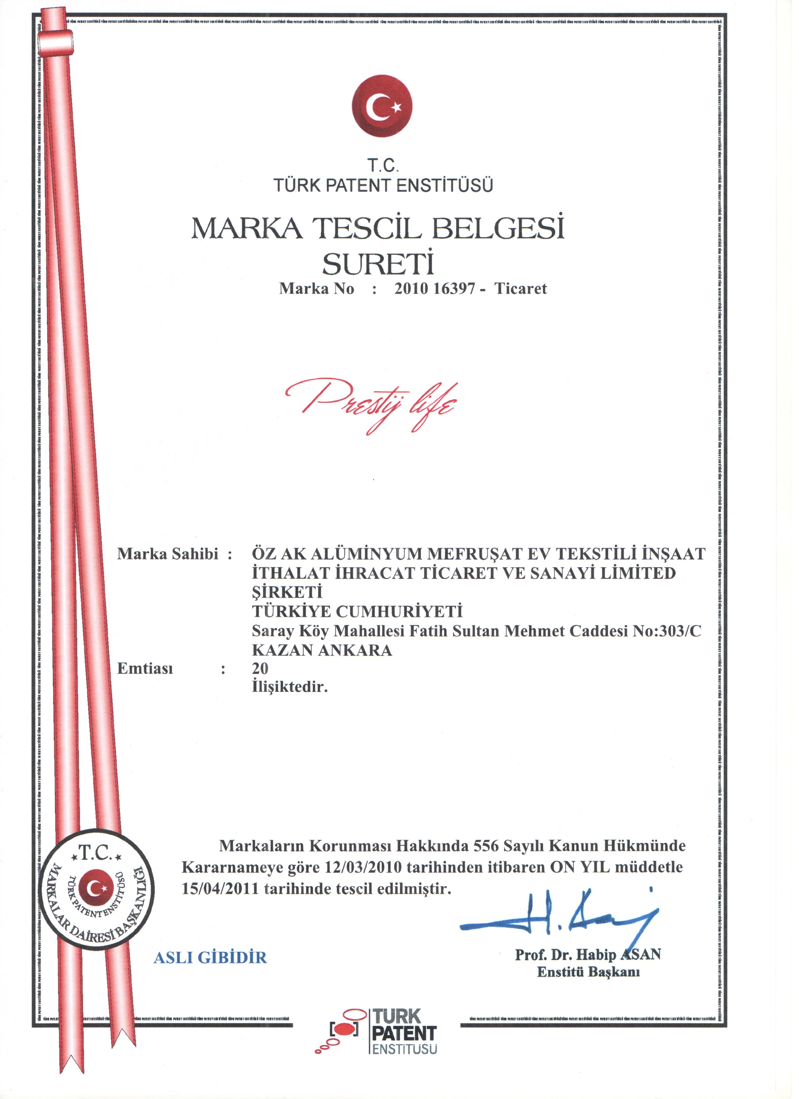 Marka Tescil Belgesi
